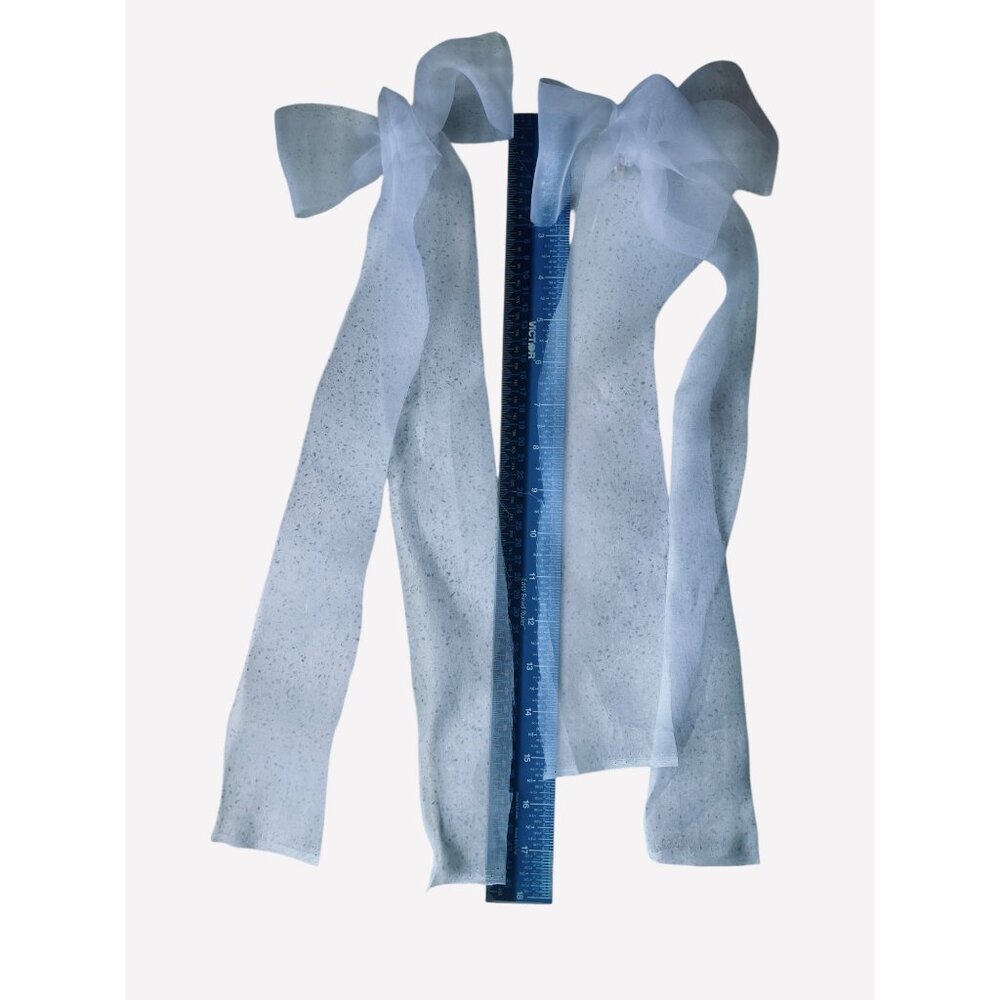100% Organza Silk Bows With Long Tails Set of 15 White 4 Balloons Showers etc - Picture 12 of 15